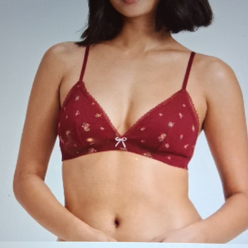 2 Triangle Bralette Maroon Floral Print Wild Fable Intimates New With Tags
